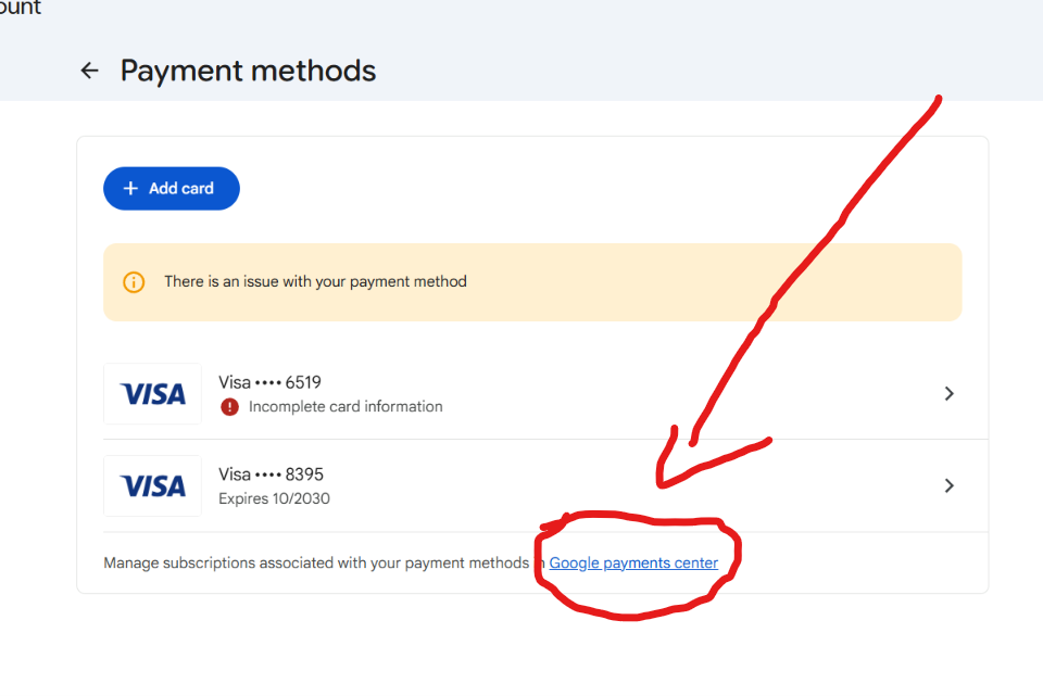 Step 2: Payment methods - Google payments center